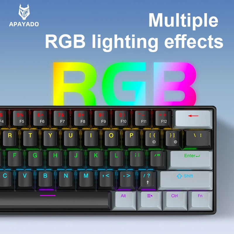 61 Keys RGB Mechanical Keyboard Wired K61 Mini Keyboard 60% Portable Black, White, Red/Blue Switch for Gaming/Work