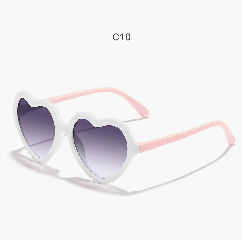 Stylish Kids rose pink Heart Sunglasses UV400 Protection Adjustable Frame for Boys Girls Baby Toddler 0-12 Years eyewear