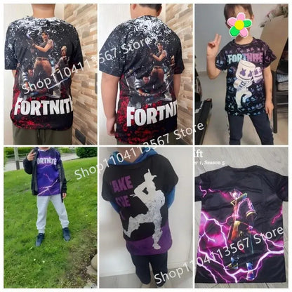 Fortnite Boys T-shirt Kids Tops Summer Children Clothes 3D Funny Battle Royale Game Graphics T Shirt Toddler Girls Top Tee