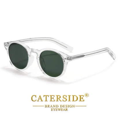 CATERSIDE Fashion Men's Polarized Sunglasses Round Tr-90 Frame TAC Lens Sun Glasses Women's Travel Outdoor Party Glasses