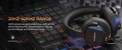 Casque studio NUBWO HD01 filaire haute résolution, circum-auriculaire, avec adaptateur 1/4 pouce vers 3,5 mm, léger, fermé, pour DJ.