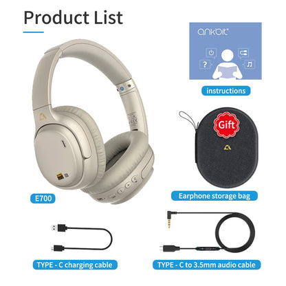 1Mii E700 Wireless Bluetooth Headphones LDAC Lossless Hi-Res Sound, ANC Active Noise Reduction, HIFI Stereo Gaming Headset, 65H