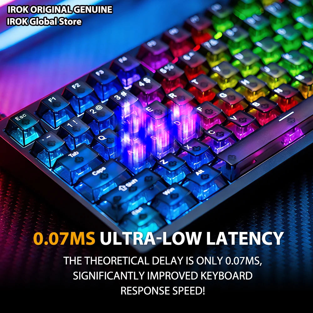 Teclado mecánico gaming magnético de aluminio IROK MG75 V2 MG75V2 Rapid Trigger 0.07ms 8KHz 0.001mm 512K de tasa de escaneo para gamers