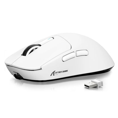 Ratón gaming inalámbrico ATTACK SHARK X3, ratón ergonómico para PC de 49g, tres modos, sensor óptico PAW3395 de 26K DPI, botones programables