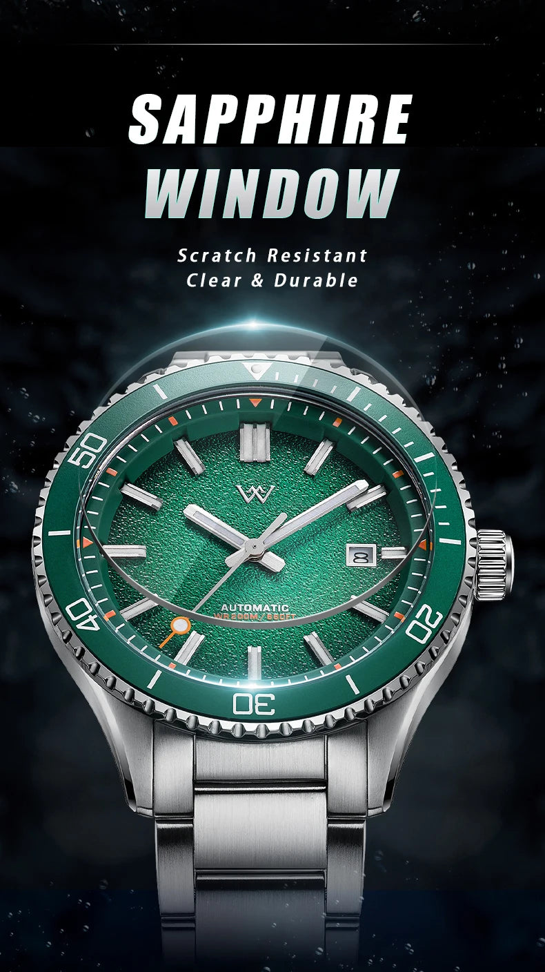 WM Watch Automatic Mechanical Dive Watch Man MIYOTA 8215 Waterproof Stainless Steel Sapphire Welly Merck Diving Watches WM046