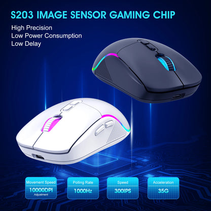 Tri-mode Mouse 2.4G Wireless/Bluetooth/Wired 6-speed DPI Adjustable 500mAh Battery RGB Lighting Esports Game Macro Office Mouse