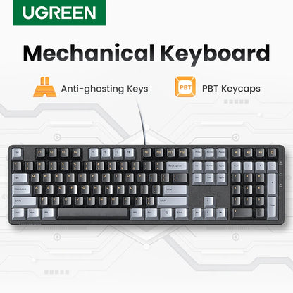 Teclado mecánico UGREEN 108 teclas PBT, teclado con cable, interruptores rojos, ruso/coreano/EN, para ordenador de sobremesa y portátil, Windows, Mac OS y gaming