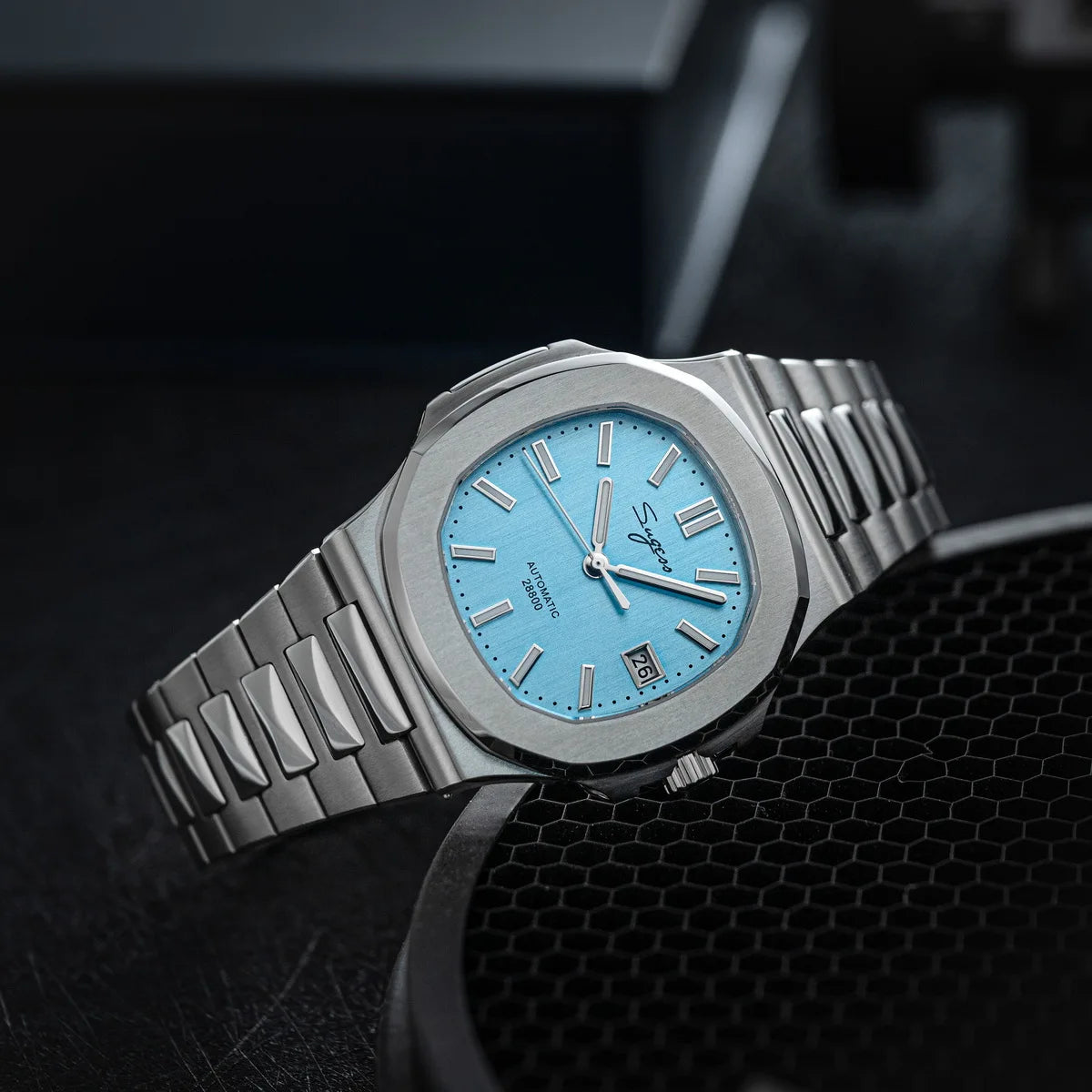 Orologio da uomo Sugess automatico meccanico, movimento Miyota 9015, quadrante MOP, luminoso, impermeabile 5bar, bracciale di lusso S466