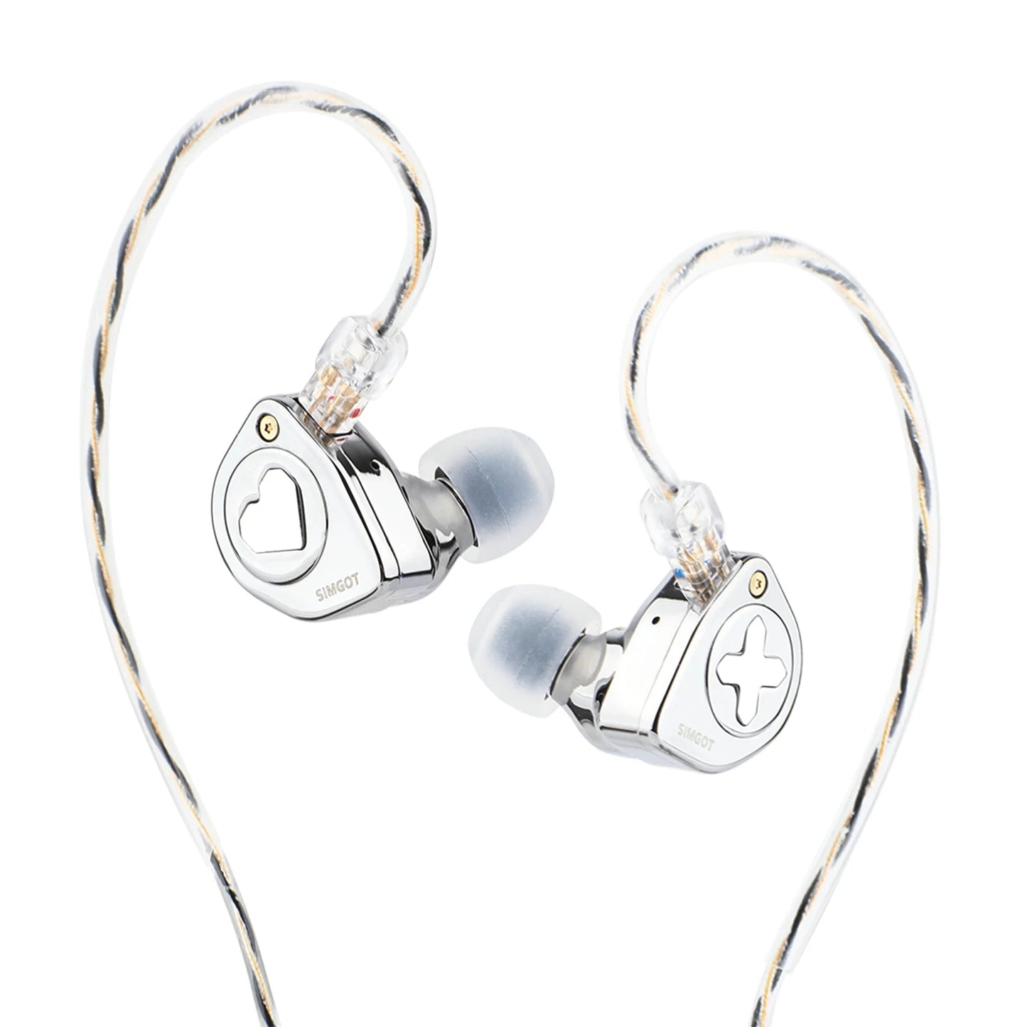 SIMGOT EW300 1DD+1Planar+1PZT Hybrid Driver IEM HIFI Earphones with Detachable Nozzles Silver-Plated OFC IEM Cable for Musician