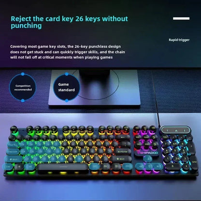 Mechanical Keyboard Gaming Keyboard E-sports Game Office Computer Notebook Desktop Steampunk English USB for Gaming