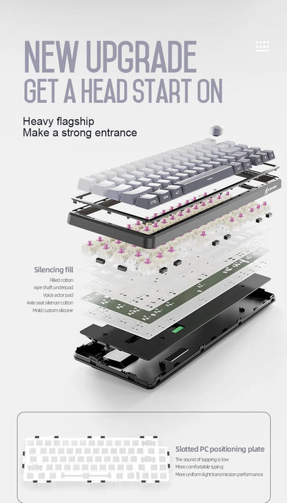 Teclado mecánico inalámbrico Attack Shark X66 con diseño compacto 65%, retroiluminación RGB, montaje gasket, hot swap, Bluetooth, USB-C, PBT y batería de gran capacidad