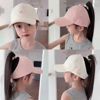New Love Heart Baseball Cap Female High Ponytail Hat Hollow Empty Top Sun Protection Outdoor Sport Visor Adjustable Travel Cap