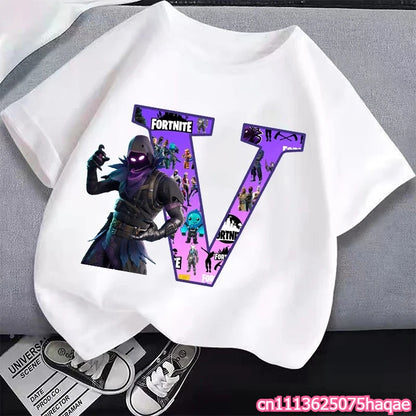 New Fortnites Kids T-shirts Cartoon Letter Graphic T-shirts Boys Girls Summer Casual Sports Short Sleeve Tops Children Clothing