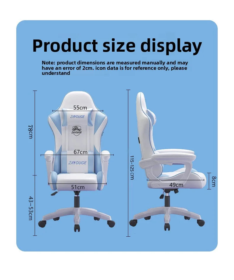 Ergonomic Gaming Chair Office Chair with Adjustable Height, Reclining Backrest, Swivel Roller Computer Chair for Home Study & Work