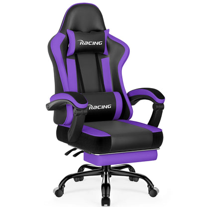 AUTHMIC Ergonomic Gaming Chair with 170° Reclining Backrest, Foldable Footrest, Soft Armrests, Supports 150kg, Breathable Material
