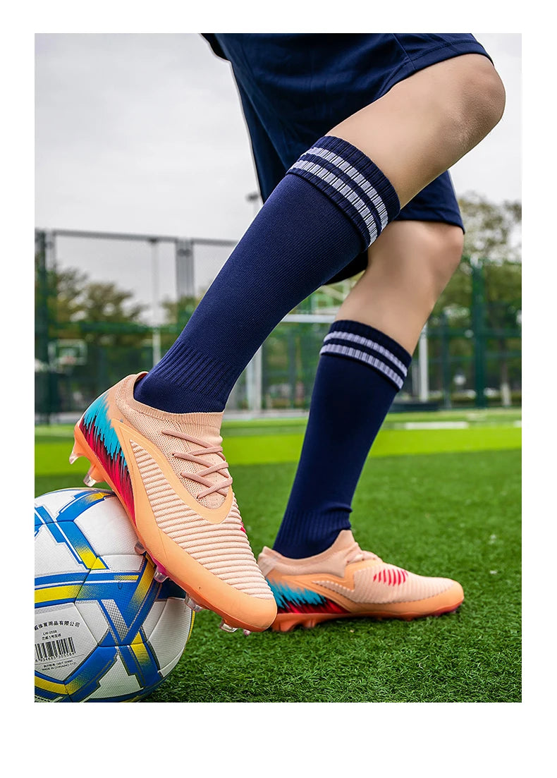 Nouvelles chaussures de football pour hommes, ultralégères, pour l'entraînement en extérieur, livraison directe, chaussures de foot à crampons longs FG antidérapantes