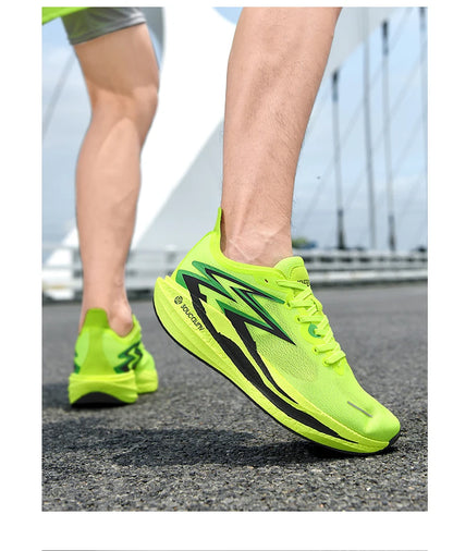 Ténis de Corrida NOVOS com Placa de Carbono para Maratona, Homem e Mulher, Desportivos, Respiráveis, Leves, Confortáveis, Antiderrapantes e Casuais
