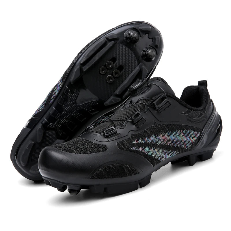 Sapatos de ciclismo MTB para homem e mulher T03 roxos respiráveis, de velocidade, autoblocantes, para ciclismo de estrada, corrida ao ar livre e treino
