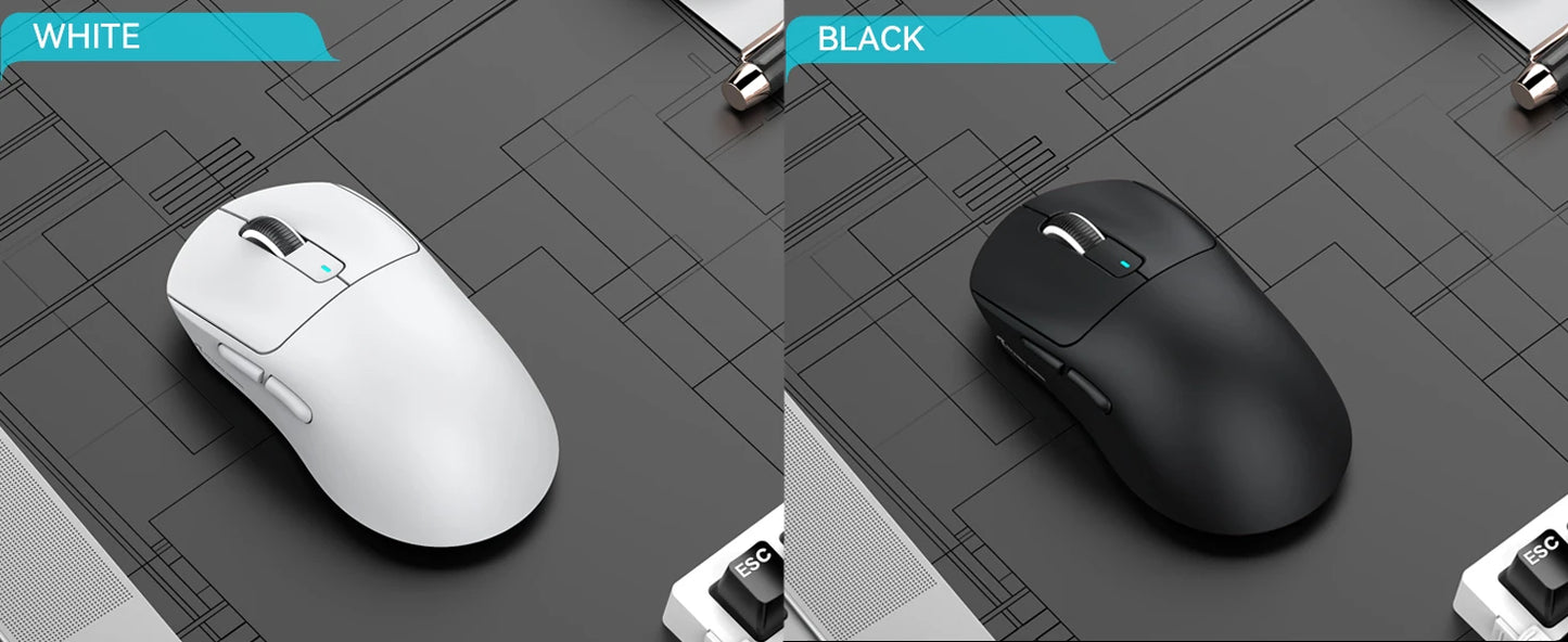 Ratón gaming inalámbrico ATTACK SHARK X3, ratón ergonómico para PC de 49g, tres modos, sensor óptico PAW3395 de 26K DPI, botones programables