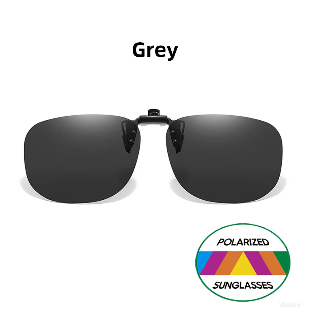 VIVIBEE Flip Up Clip On Sunglasses Fishing Polarized Men 47mm Clips For Eyeglasses Square UV400 Outdoor Driving Shades