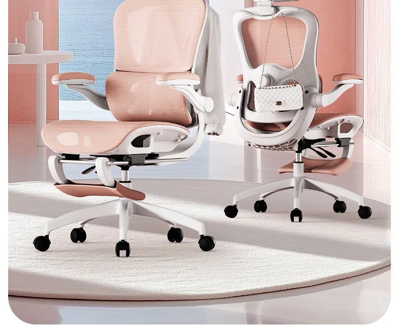 Ergonomic Rattan Office Chair with Massage Design, Sihoo Leather Executive Desk Chair, Folding Swivel Chair with Adjustable Height & Armrests