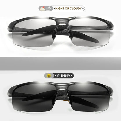 CoolPandas Photochromic Sunglasses Men Polarized Rimless Outdoor Sport Driving Glasses Day Night Chamelon Goggle zonnebril heren