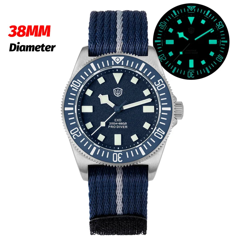 Watchdives EXD 40Mm Titanium Dive Watch Men's VH31 Sweep Quartz Watches 200 Waterproof AR Sapphire BGW9 Luminous 316L Wristwatch