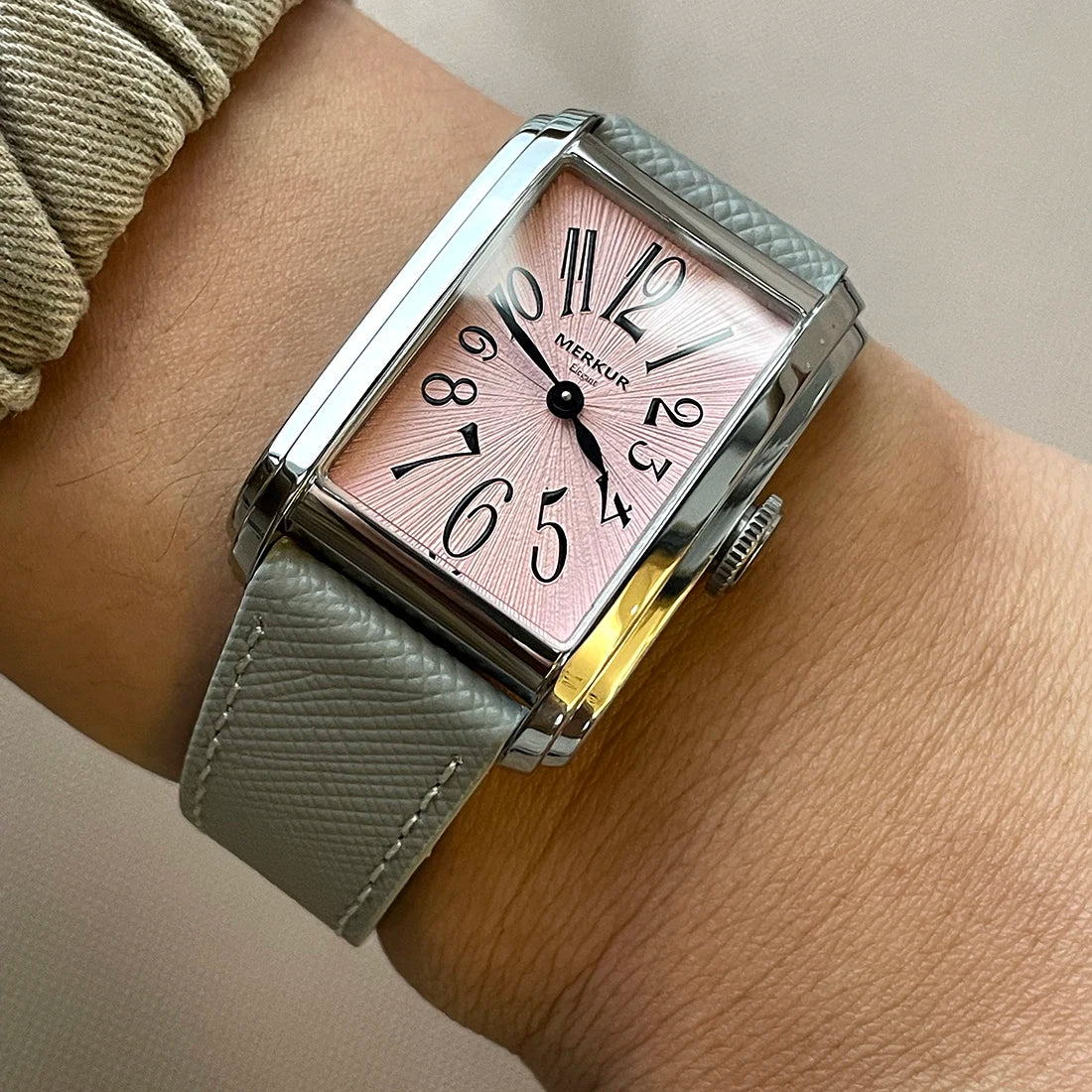 New MERKUR NH05 Rectangle Retro Casual Watch for Men Business Series Automatic Chorded Watch Sapphire White Watch