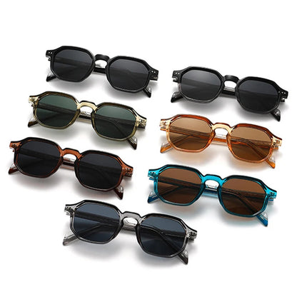 SHAUNA New Polygon Square Men Polarized Sunglasses Retro Rivets Women Blue Green Shades UV400