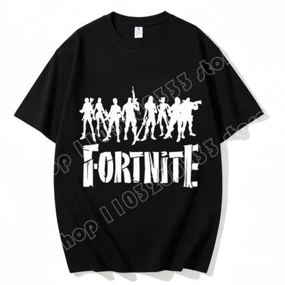 Fortnite Crew Neck T Shirt Unisex Adult Game Dance Fashion New Pure Cotton Short Sleeve Tops Perfect for Casual Wear Vacations