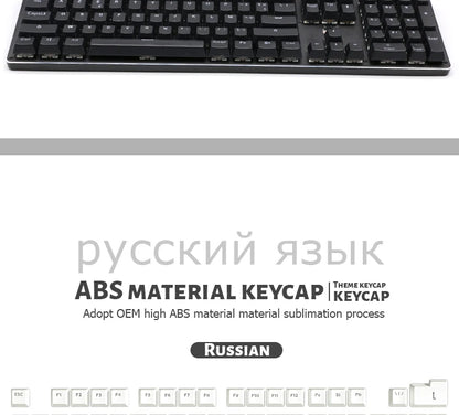 104 Teclas Keycaps Retroiluminadas Coreano Francês Russo Espanhol Alemão para Teclado Mecânico com Switch MX, Perfil OEM, Teclas ABS DIY