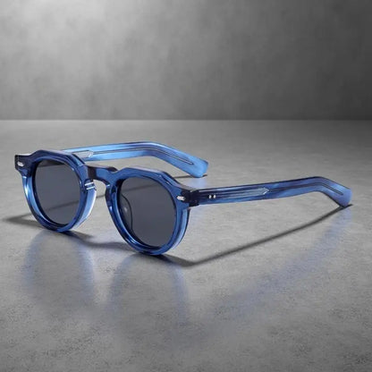 HBK Vintage Simple Round Men Sunglasses Small Frame High-Quality Acetate Frame Sun Glasses Women Party Travel Outdoor Glasses