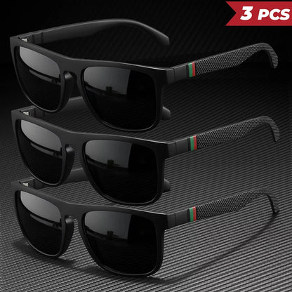 3pcs Fantasy Square Polarized Sunglasses AntiGlare UV400 Glasses Brand Designer Summer Party Driving Fishing Christmas Gift