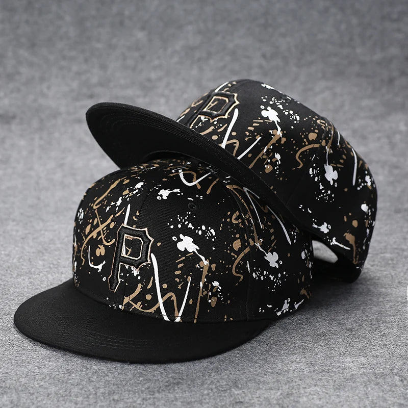Men's Letter Embroidery Tide All-Match Flat Brim Baseball Cap Ladies Summer Hip-Hop Hat Outdoor Shade Adjustable Peaked Cap