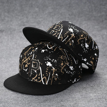 Men's Letter Embroidery Tide All-Match Flat Brim Baseball Cap Ladies Summer Hip-Hop Hat Outdoor Shade Adjustable Peaked Cap