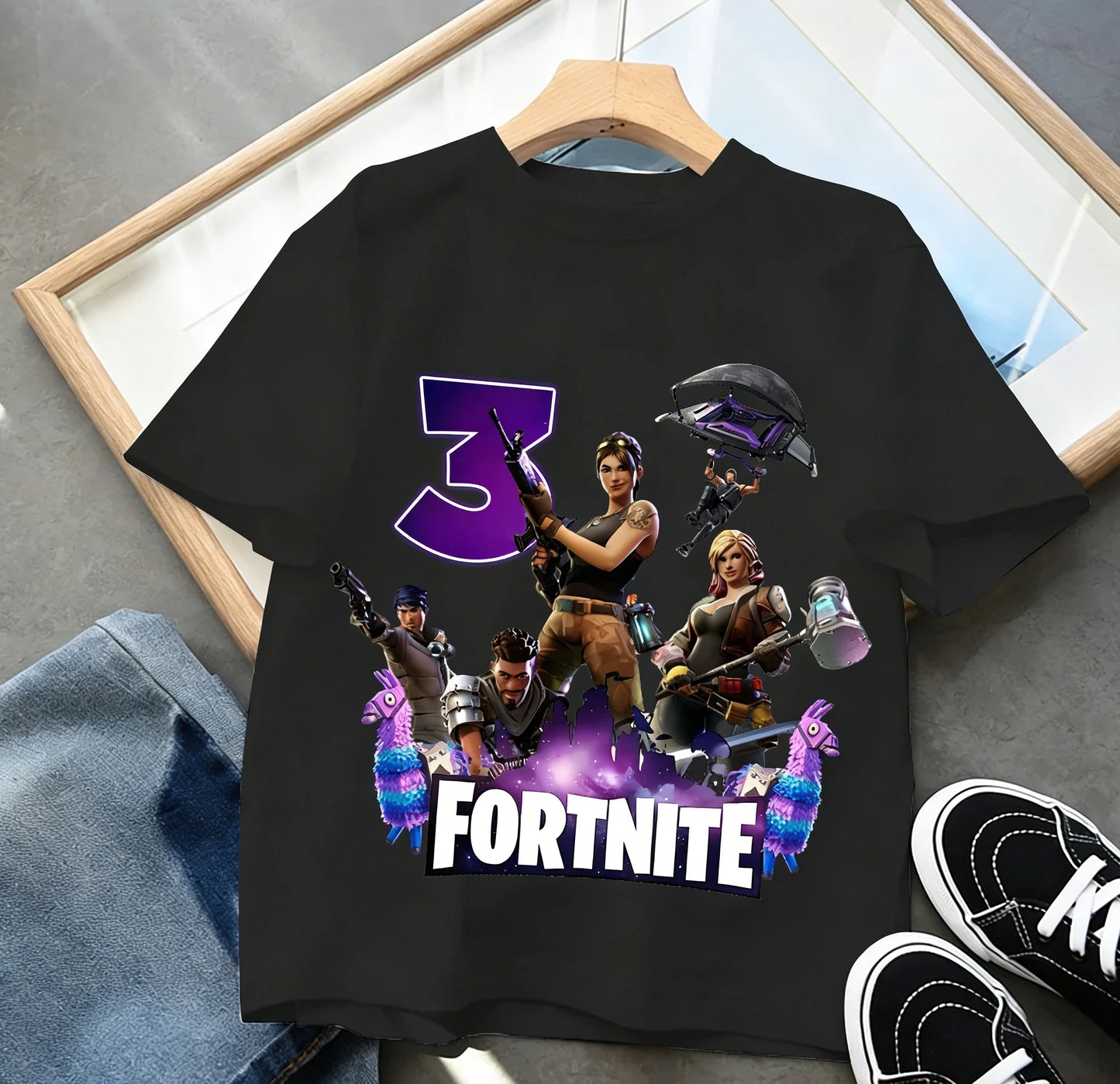 Fortnites Children Birthday Number T Shirt Girls Boys Summer Clothes Baby Cotton Tee Shirts Party Short Sleeve Tops Toddler Gift