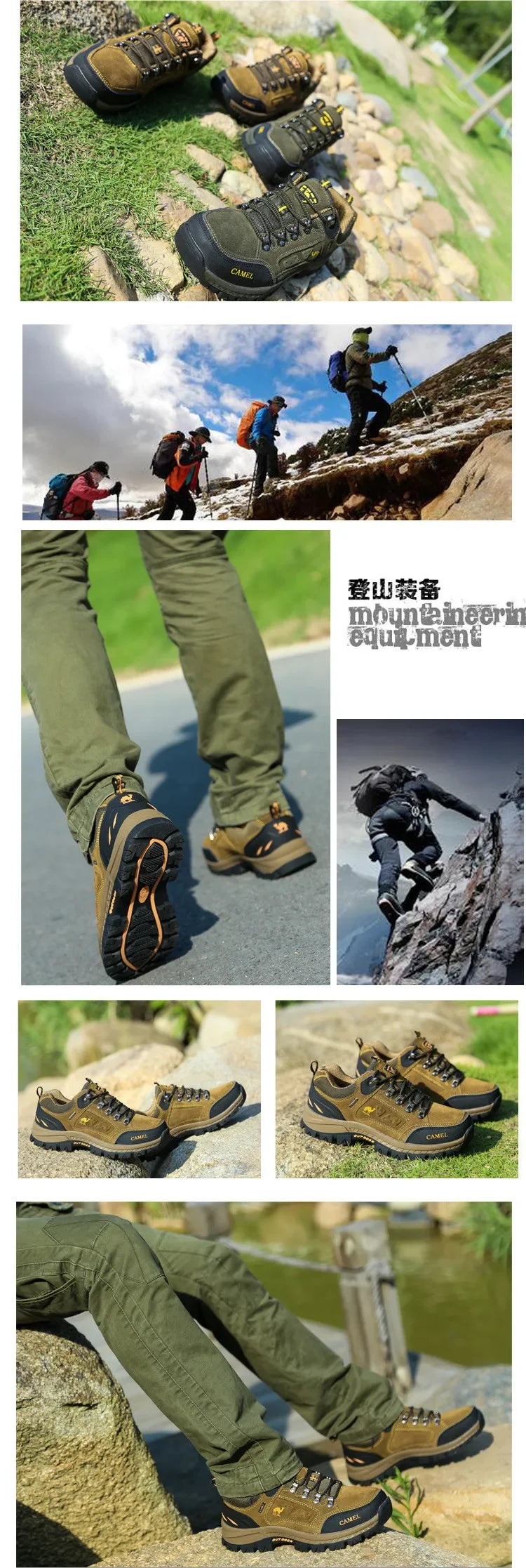 Suede Leather Men Hiking Shoes Outdoor Trail Trekking Sneakers Men Non-slip Breathable Climbing Shoes Men Mountain Sports Shoes