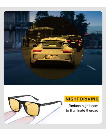 CAPONI Night Vision Men Sunglasses Original Designer High Quality Carbon Fiber Yellow Sun Glasses Photochromic Eyewear BSYS24716