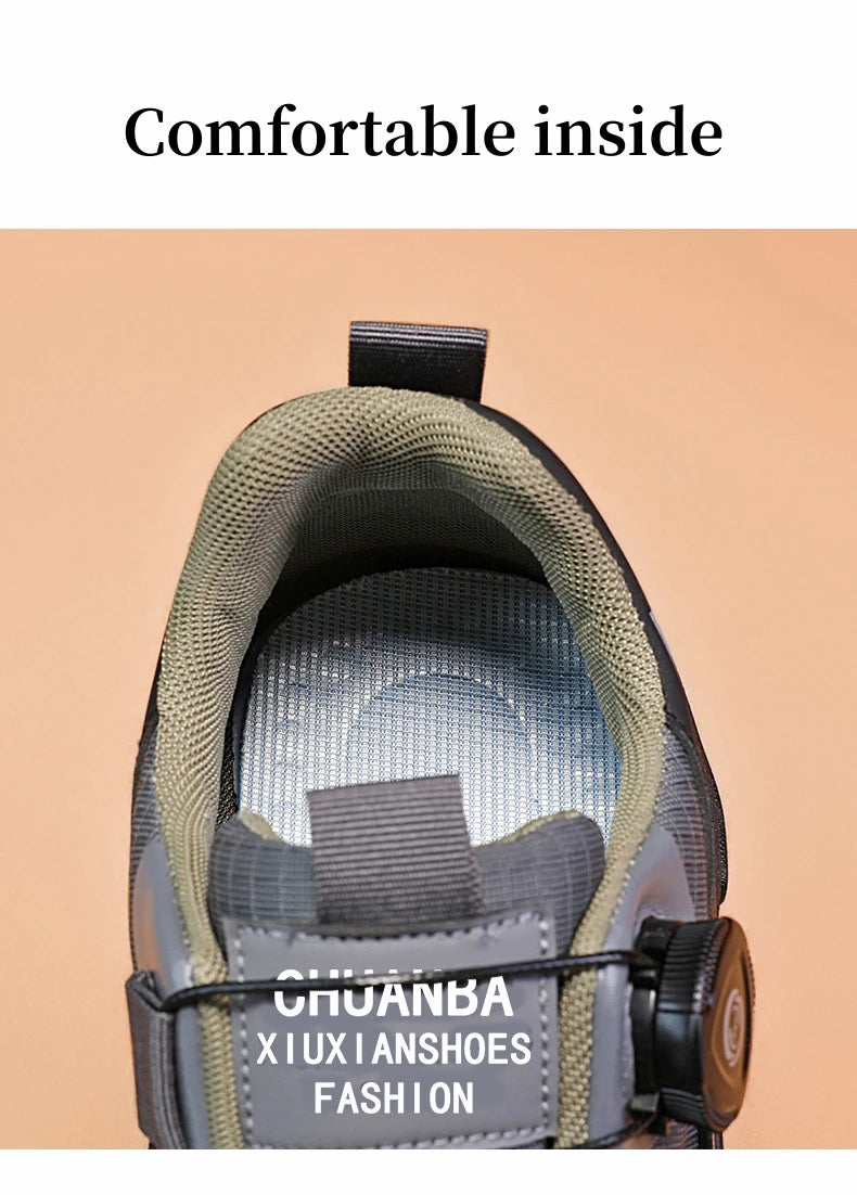 Sneakers da trekking da uomo con fibbia girevole, scarpe da escursionismo con suola spessa per attività all’aperto, scarpe sportive da uomo, comode e antiscivolo, ideali per arrampicata e passeggiate
