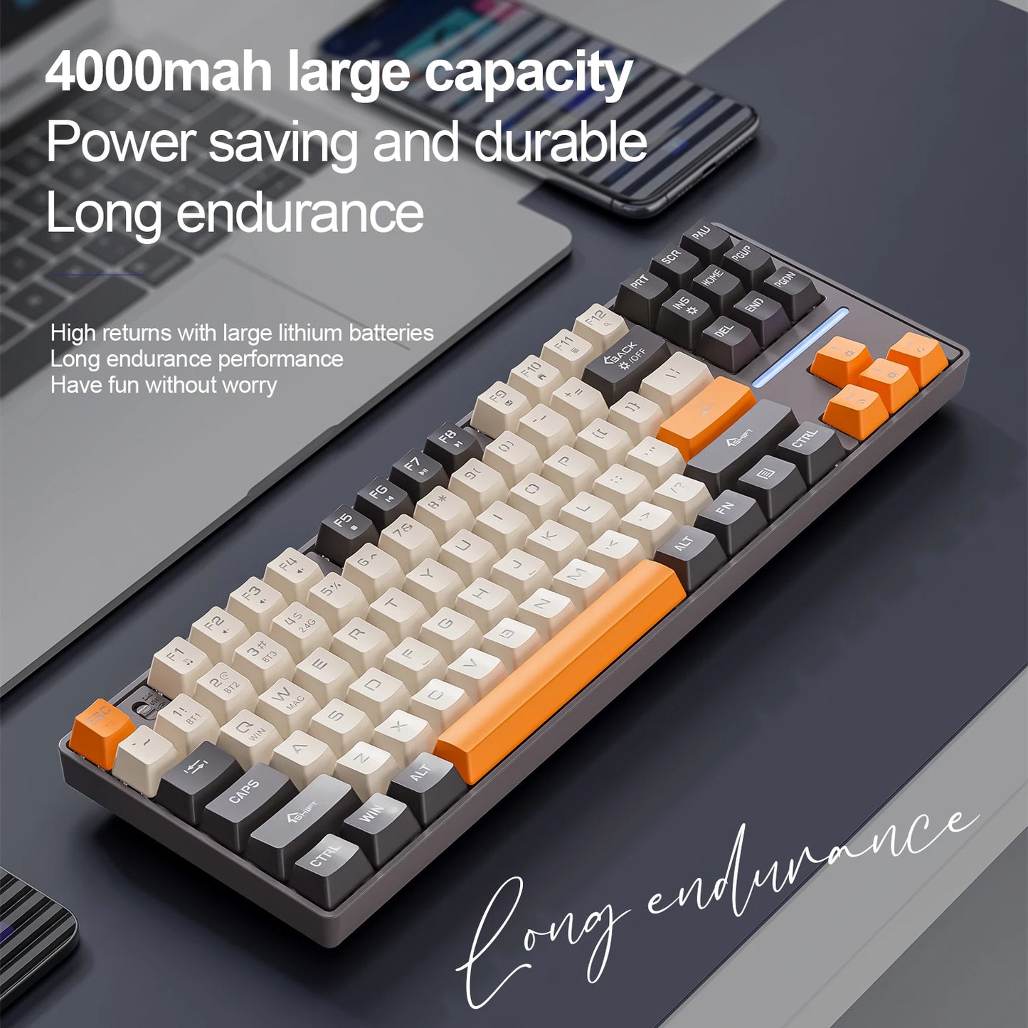 Teclado mecánico inalámbrico Bluetooth SMAILWOLF MK87 para gaming e-sports, teclas completas, hot-swap, teclado personalizable