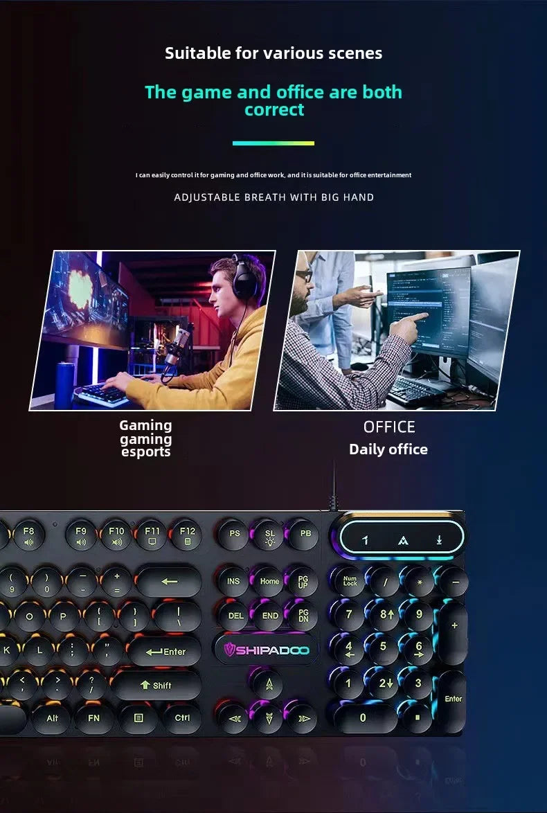 Mechanical Keyboard Gaming Keyboard E-sports Game Office Computer Notebook Desktop Steampunk English USB for Gaming