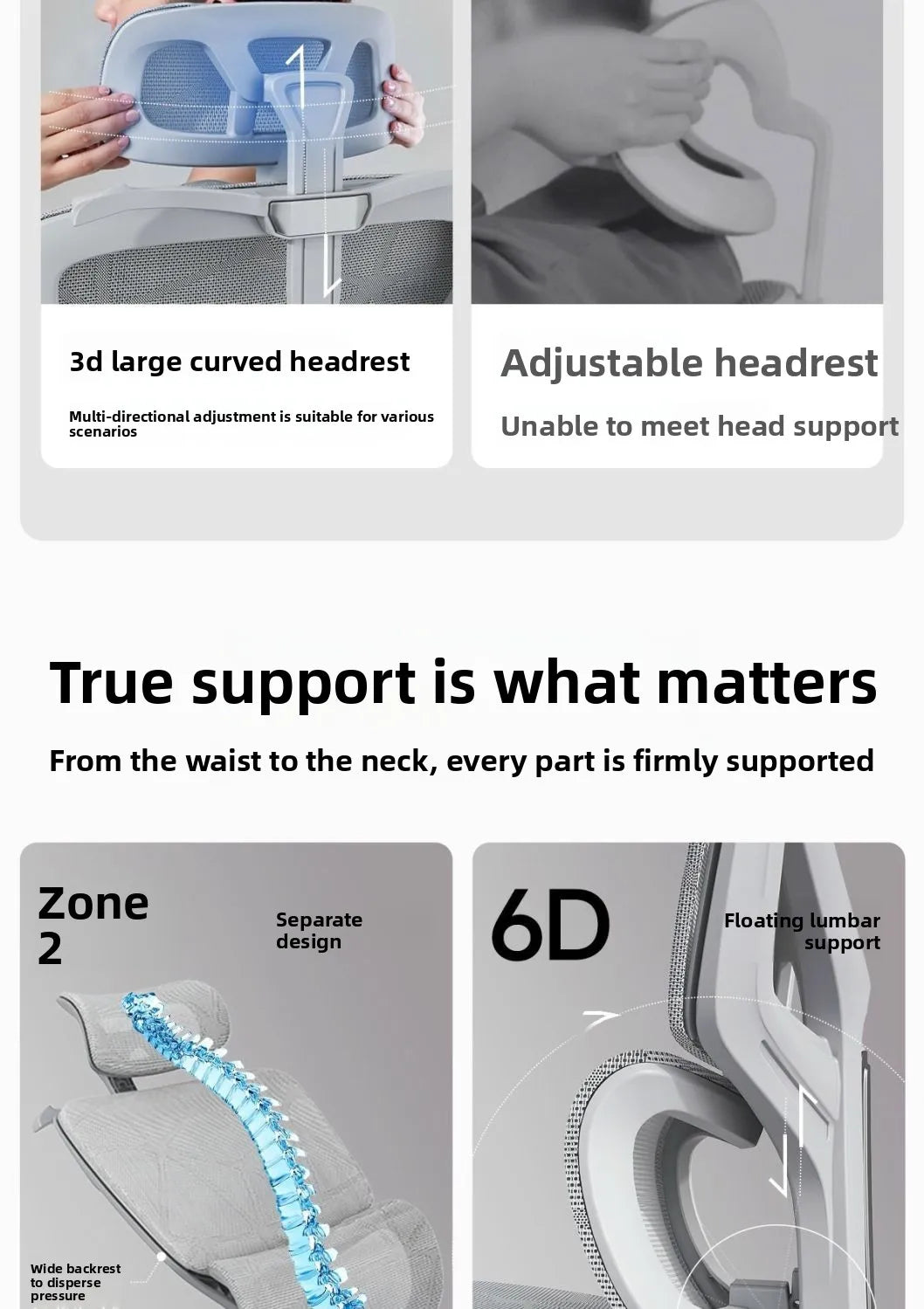 Sedia da ufficio ergonomica regolabile in mesh, sedia da scrivania per computer con schienale alto traspirante, supporto lombare 6D e poggiapiedi retrattile