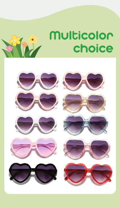 Stylish Kids rose pink Heart Sunglasses UV400 Protection Adjustable Frame for Boys Girls Baby Toddler 0-12 Years eyewear