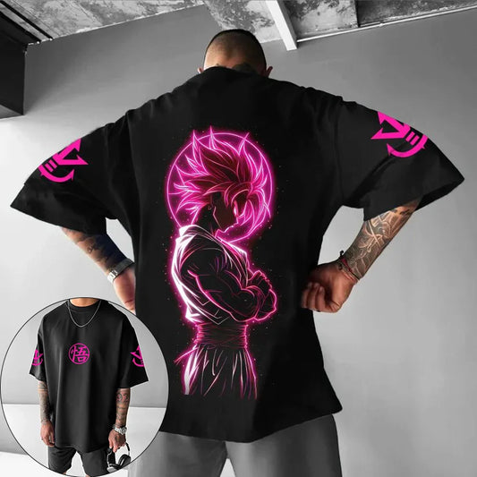 T-shirt Dragon Ball Anime Japonês Goku para Homem, Algodão de Verão, Menino, Y2K Harajuku, Criança e Pai-Filho, Lazer, Manga Curta