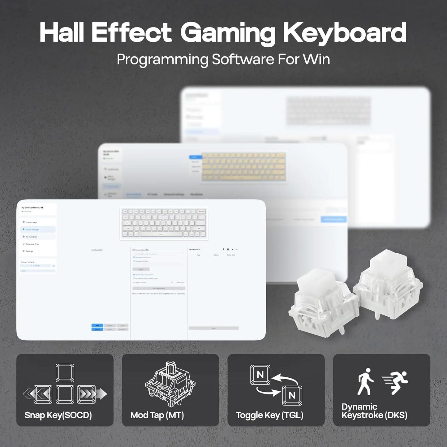 Teclado Gaming Mecânico AULA Mini60 HE/Pro/Max 60% com Switches Magnéticos, RGB, Tri-Mode, 8000Hz, RT 0.01mm, para E-Sports e Presentes