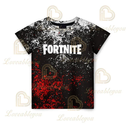 Nova T-shirt de Verão Fortnite para Rapazes, T-shirt Cartoon Gira, Manga Curta, para Homem, Mulher e Criança, T-shirts para Adolescentes, Tops Streetwear