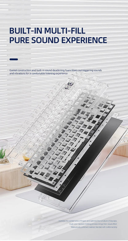 ATTACK SHARK K86 Mechanical Keyboard with Metal Knob,TFT Smart Color Screen,87-key Layout,RGB Lighting,and Three-mode Connection