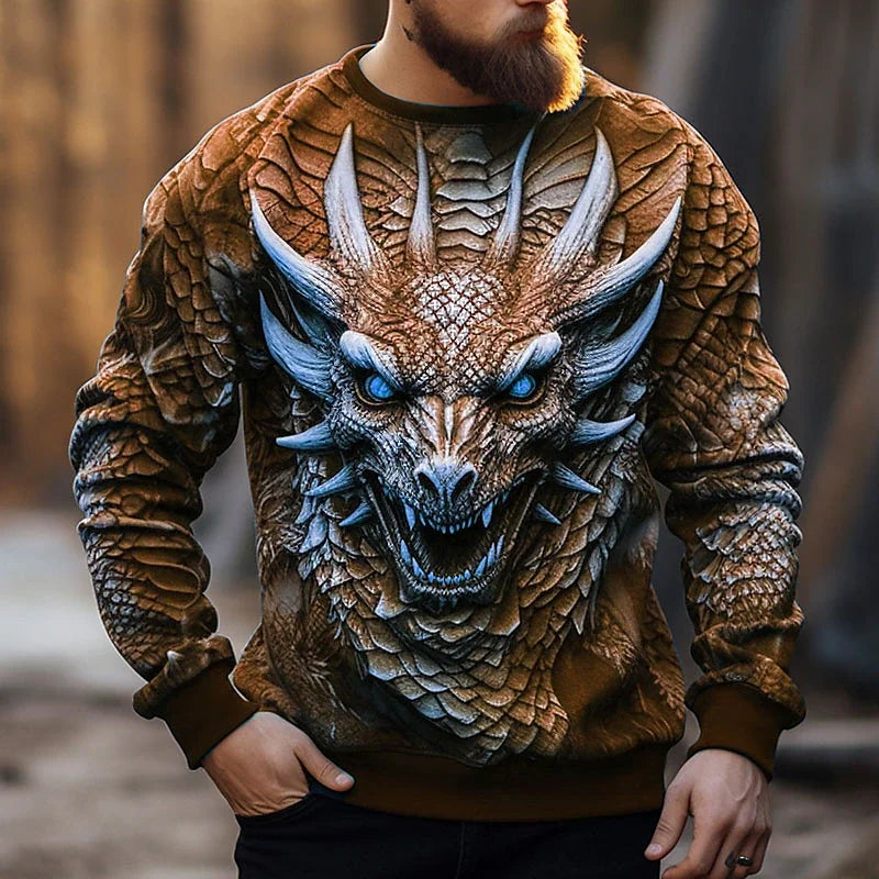 Pánska mikina s kapucňou s potlačou čínskeho draka, módna 3D mikina so vzorom draka, hip-hopový oversized pulóver, pánske oblečenie Monster Golf