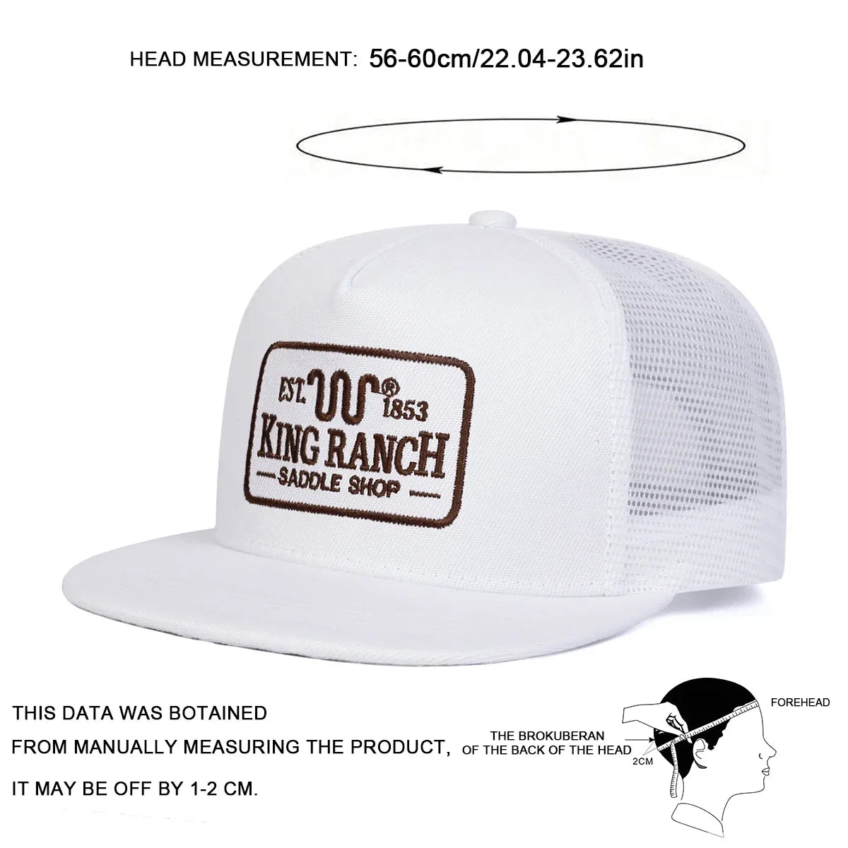 Unisex KING RANCH Embroidery Hip-hop Net Hats Spring Summer Outdoor Adjustable Casual Baseball Caps Sunscreen Hat Sports Cap