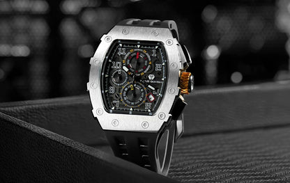 TSAR BOMBA New TB8204 Watch for Men, Japan Quartz Chronograph, 50M Waterproof Wristwatch, Fashion Sport Clock, Luxury Gift